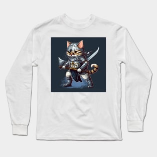 Cute cat in knight armour-Cat with swords-Brave cat-Cats in Medieval times Long Sleeve T-Shirt